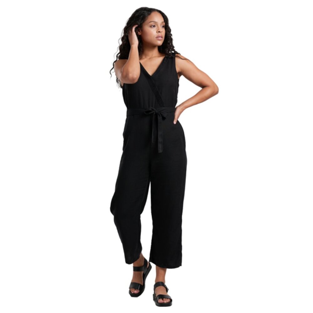 Kuhl Black Sleeveless V-Neck Tie-Waist Jumpsuit
